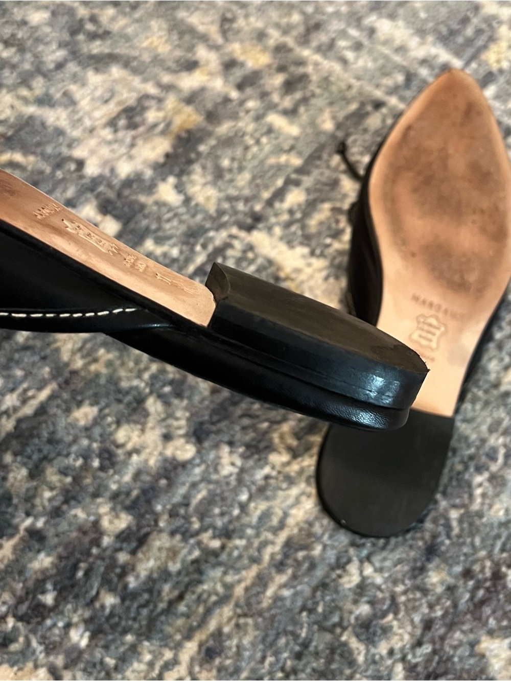 Margaux Black Leather Mules / Flats with Pointed-Toe - Picture 3 of 5